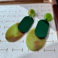 2505009a Green Oval Exaggerated Geometric Earrings (s925 Silver Needle)