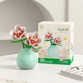 Set di mattoncini per fiori di ibisco con petali rossi e bianchi in un vaso blu - Fiore di Ibisco(M3181) / 76pcs
