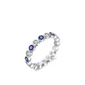 S925 Sterling Silber Ring mit blauem Emaille Auge und funkelnden Zirkonia Steinen - US-Größe 5 / Blau