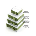 Stacked white jewelry boxes with dark green ribbons in four sizes and weights - 5X5X3cm / Ice White
