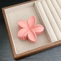 Matte pink flower hair claw clip in a premium wooden jewelry display box - Matte Five-Petal Flower / Orange Pink