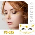 Golden butterfly and floral face tattoo stickers for masquerade and party makeup - VS015 (Gold Butterfly Bouquet)