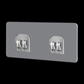Grey transparent adhesive double wall hook with rectangular base for home storage - 14x6cm / Transparent Claw Buckle Double Row