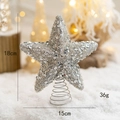 Silver 18cm Christmas tree star topper with glitter beads and spiral base - 15cm Silver Little Star