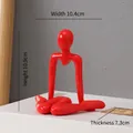 Glossy red abstract meditation figure art decor, dimensions 10.9cm height by 10.4cm width - A-Style Red