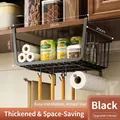 Black expandable under cabinet basket with 9 hooks and tissue holder, size 28x25x14cm - Classic Medium Size / Gunmetal