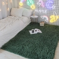 Modern green plush shag carpet for bedroom with a cozy minimalist indoor aesthetic - 180x200cm / Night Green