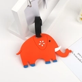 Orange cartoon elephant silicone luggage tag with black strap and floral pattern - Elephant