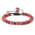 Handmade 6mm red tiger eye stone beaded bracelet with adjustable black braided cord - 6mm / Sun Tiger Eye
