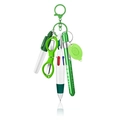 6-piece green medical nurse pen set with foldable scissors and LED flashlight keychain - Green