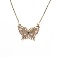 Golden butterfly pendant necklace with colorful zircons and delicate box chain - Gold Luxury Butterfly