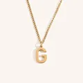 Minimalist 18k gold plated necklace with capital letter G pendant on curb chain - Gold G
