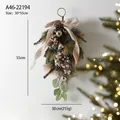 Corona navideña de lágrima con piñas y bolas doradas, decoración de pared de 30x55cm - Adorno Colgante de Eucalipto y Piña