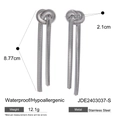 Silver stainless steel snake chain tassel knot earrings with 12.1g weight and 8.77cm length - Silver Knot Snake Chain Tassel Earrings (JDE2403037-S)