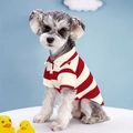 Red and white striped dog Polo shirt with collar and buttons for small pets - Polo Shirt Red