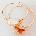Set di bracciali aperti placcati in oro rosa con cristalli grezzi naturali e filo avvolto - Bracciale Avvolto in Filo Oro Rosa / Agata