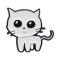 Cartoon clown cat enamel pin badge in minimalist black and white for clothing decor - Xz9505