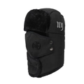 Gorro de aviador negro con forro de piel y máscara desmontable con bordado NY blanco - Talla única / Negro