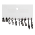 5 pairs set of vintage gunmetal and pearl earrings with hoop and twist designs - 5 Pairs Set / Gunmetal