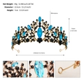 Couronne de mariée baroque dorée avec d'élégants cristaux de strass bleus et noirs - Or Bleu Noir