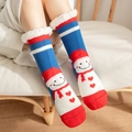 Chaussettes d'hiver thermiques en peluche avec motif bonhomme de neige et polaire - 35-42 / Sac Bonhomme de Neige avec Cœur