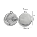 Silver stainless steel moon and star pendant charm, 18x21mm celestial DIY jewelry part - A-Silver Star Moon Pattern / Silver