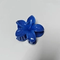 Blue gradient plumeria hair claw clip with glossy resin petals for elegant ponytails - Royal Blue [8cm Large]