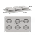 Graue 6-Loch ovale Silikonform für Kuchen und Gelee mit detaillierter technischer Zeichnung - 6-Loch Kaffeebohne Zufällige Farbe