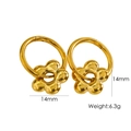 Golden five-petal flower drop earrings in 18K gold stainless steel, 14mm diameter - Gold Five-Petal Flower