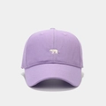 Close-up of a purple cotton baseball cap featuring small white polar bear embroidery - Adjustable / Light Purple