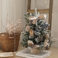 Mini 45cm snow-flocked Christmas tree with pine cones, berries and LED warm light - Blueberry Tree 45CM
