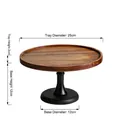 8-inch large wooden pedestal cake stand with natural brown wood grain and black base - 8-inch Medium High Foot Tray (Non-Rotatable)