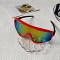 Kids sports sunglasses with red frame and colorful gradient lenses for cycling and outdoor - Red Frame Colorful Film