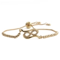 Adjustable gold beaded bracelet with zircon infinity symbol and sliding closure on white - Gold Infinity Bead Box Chain