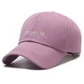 Unisex baseball cap in dusty rose cotton with white Memorie embroidery detail - Adjustable / Pink