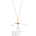 Golden 316L stainless steel cross necklace with colorful zircons and size specifications - Cross G08