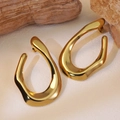 Chic hip-hop gold plated stainless steel irregular U-shape earrings with mirror finish - Gold