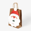 Bolsa de regalo navideña de papel kraft con diseño de Papá Noel y texto de Merry Christmas - 16*8*21cm / Papel Kraft Con Papá Noel
