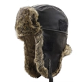 Colbacco invernale in ecopelle con calda fodera termica e paraorecchie per il freddo - L(56-58cm) / Caffè scuro