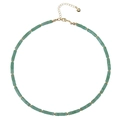 Detail of green turquoise beaded necklace with gold spacer beads and lobster clasp - Green Aventurine Necklace