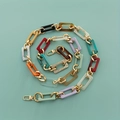 Colorful acrylic chain strap with marble patterns and gold lobster clasps for handbags - B319 Rectangular Mixed with Gold