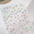 Holographic 3D sea shell and starfish nail art stickers with laser rainbow finish - M-1127-Transparent Glass Shards