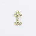 Mini gold plated letter I pendant with micro-paved white zircons for DIY jewelry making - Letter I / Gold