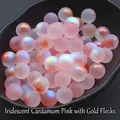 12mm iridescent nutmeg pink glass beads with gold-flecked interior for DIY jewelry making - 12mm Holeless / Iridescent Nutmeg Pink