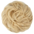 Messy bun hair extension in golden blonde with natural curly texture on white background - 86/613 Sand Blonde Mixed Bleach Blonde