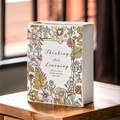 Creative book shaped ceramic vase with floral prints and thinking and learning text detail - Book G-White Thinking And Learning