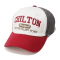 Detalle del bordado rojo 3D Chilton en gorra de béisbol de algodón blanco y rojo - M (56-58cm) / Patchwork Blanco Rojo Gris Oscuro (C)