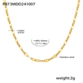 Detailed view of golden stainless steel chain with precise size and weight specifications - Gold Fishbone Chain (P873-金色鱼嘴链)