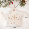 Star-shaped felt Christmas ornament with embroidered snowflake and wooden button - White Felt Snowflake Embroidery Star