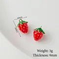 Mini strawberry pendant charm in red enamel with gold plating, size 10x13mm for DIY jewelry - Single Piece Price / Big Strawberry